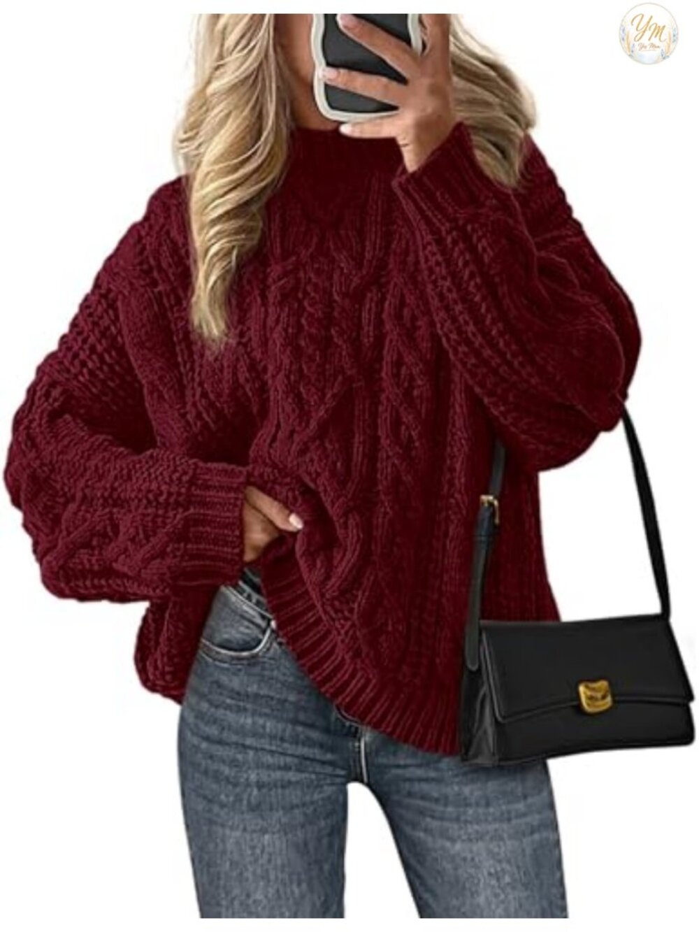 PRETTYGARDEN Women's Oversized Cable Knit Crew Neck Sweater